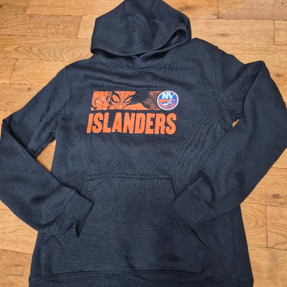 NHL Marvel Spider Man Youth New York Islanders Hoodie Pullover Black L 14/16 New